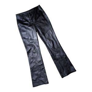 Vtg Y2K Wilsons Leather Pelle Studio Black Soft Mid Rise Flare Leg Pants Sz 8